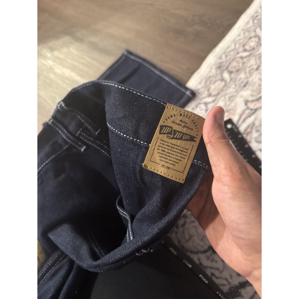 Men’s Retro Design Jeans Straight Denim Pants Casual Trousers Made EST 1983 - Picture 4 of 7